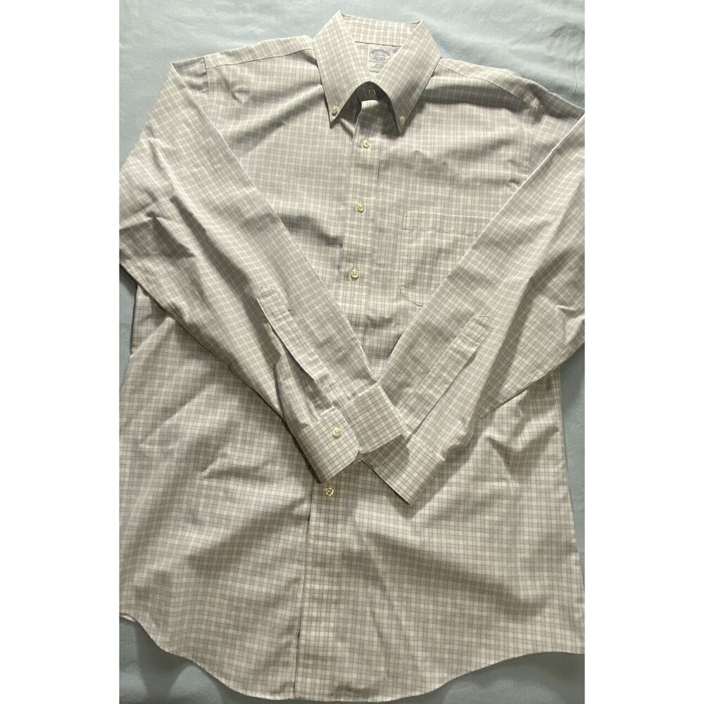 Brooks Brothers Mens Multicolor Check Button Down Dress Shirt Size 15.5-33